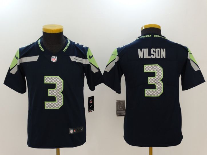 Youth Seattle Seahawks 3 Wilson Blue Nike Vapor Untouchable Limited NFL Jerseys